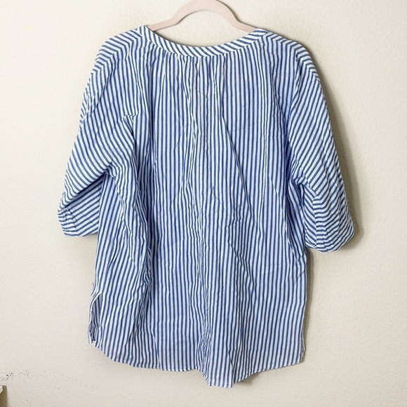 Zara Striped Blue White Vneck Top Blouse Tunic size small - Picture 2 of 8